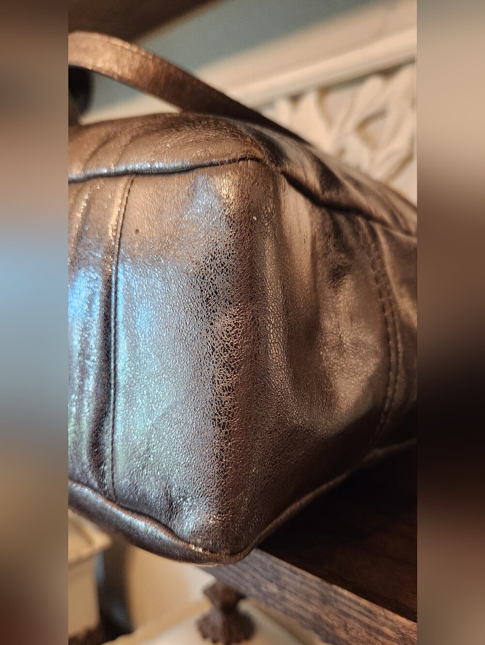 Vintage Y2k Coach Gallery Metallic Silver Pewter Leather Tote Shoulder Bag - Picture 5 of 6